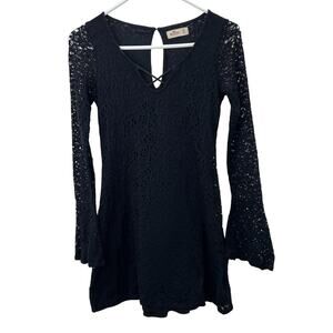 Vintage Hollister Lace Dress Black XS Bell Sleeve Whimsigoth Fairy Grunge